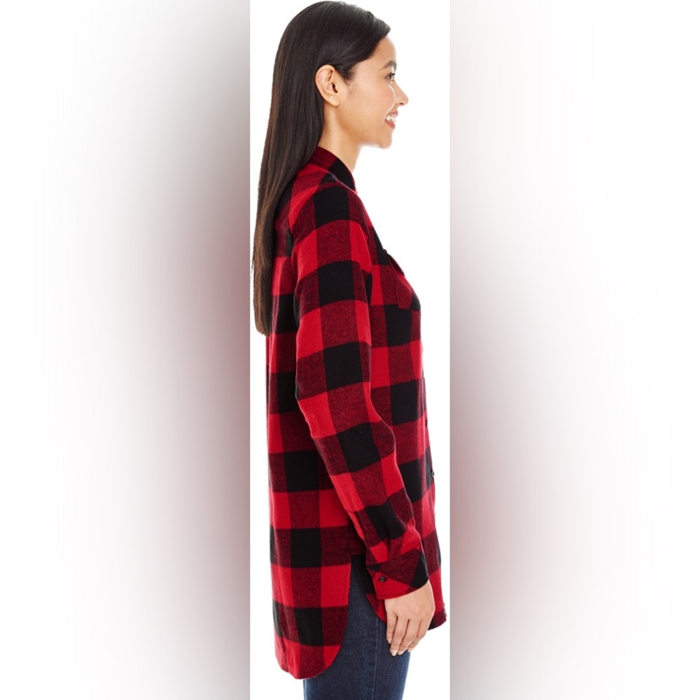 Burnside Vintage Plaid Boyfriend Flannel Shirt Red Black Large Huskers Nebraska - Picture 5 of 16